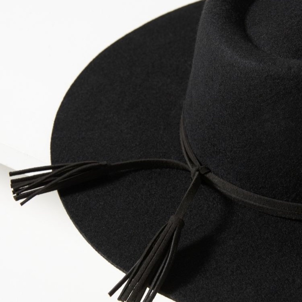 NWT Anthropologie Tasseled Wool Rancher Western Black Hat - Picture 7 of 11